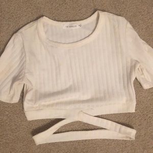 Figleaf Boutique White Cropped Criss Cross Top
